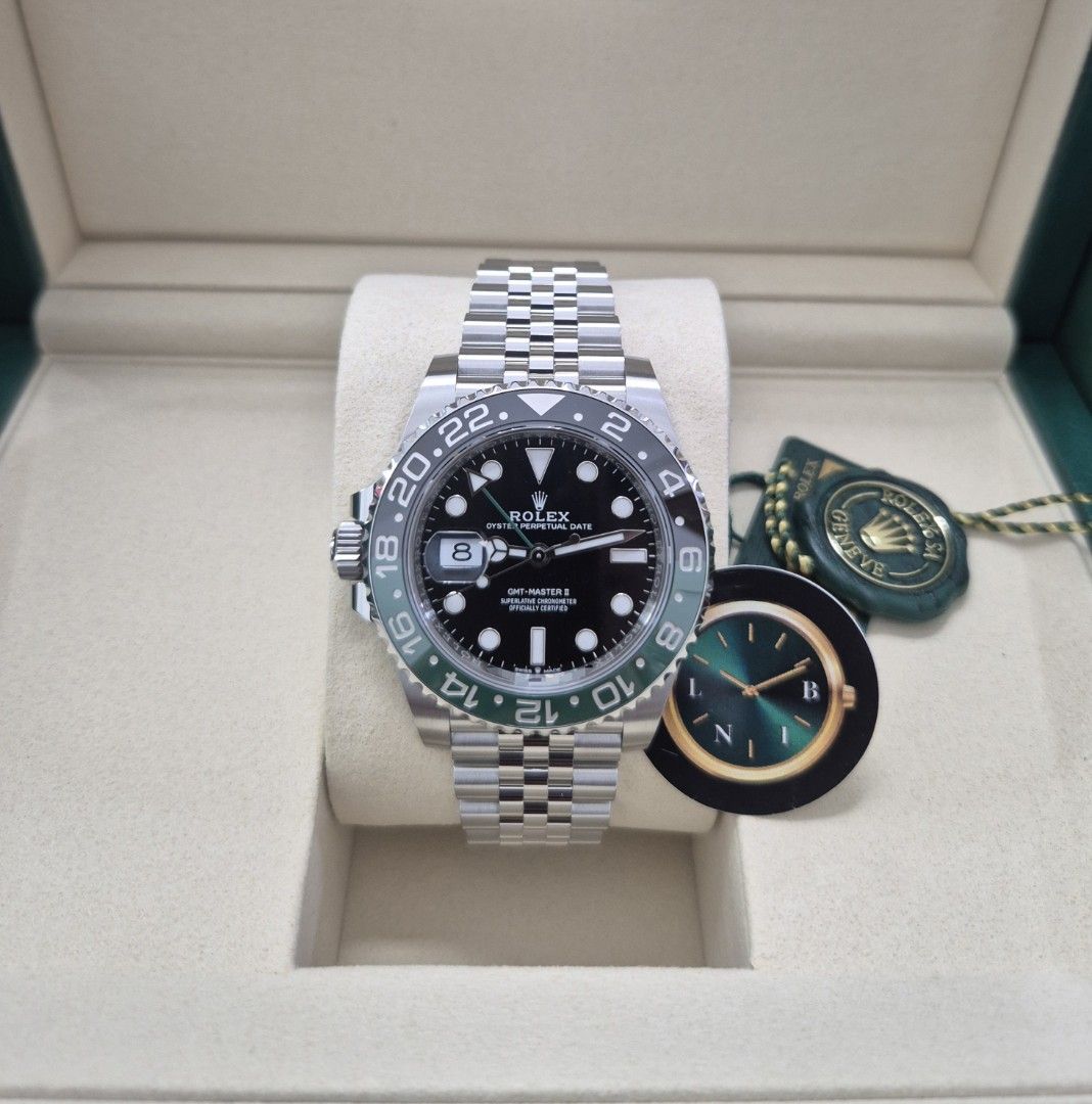 BNIB Sept 2026 Rolex GMT Master II Sprite Jubilee w NFC Wood Card & Tag - 126720VTNR (Category: Watches) located in Singapore. Submitted by the.lnib.watch (Listing ID 1459889511, Image 1). Description: Join our Tele-gram Community for our latest stock arrival!! www.rb.gy/1tnt1u or @thelnibwatch BNIB Sept 2026 Rolex GMT Master II Sprite Jubilee w NFC Wood Card & Tag 126720VTNR Shop Based @ The Bencoolen SGD 22,777 Dated : Sept 2026 Condition : 100