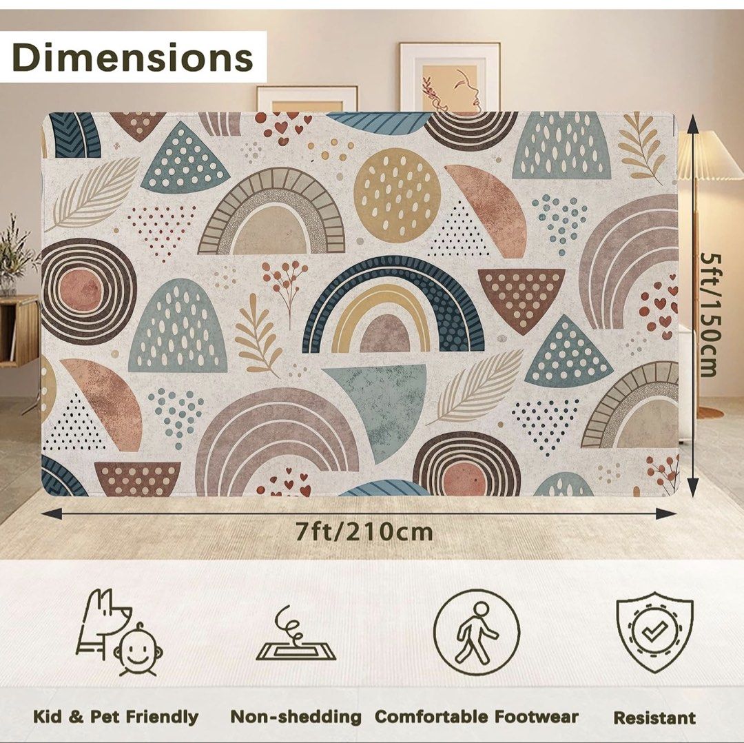 Boho Abstract Geometric Area Rug - 7ft x 5ft (Category: Carpets, Mats & Flooring) located in Caloocan City. Submitted by janine2006 (Listing ID 1459720550, Image 2). Description: - Boho abstract design - Size: 7ft x 5ft - Ideal for living rooms, bedrooms, or garden spaces - Kid and pet friendly - Non-shedding and comfortable underfoot - Easy to clean: spot clean, vacuum, or machine washable From USA .