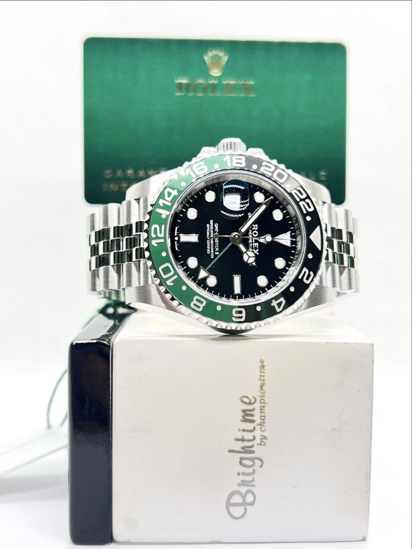 Brand New Rolex Oyster Gmt Master II 126720VTNR “Sprite” Black Dial Automatic Steel Casing Bracelet ( Sept 26 ) (Category: Watches) located in Singapore. Submitted by brightime (Listing ID 1459801315, Image 2). Description: Brand New Rolex Oyster Gmt Master II 126720VTNR “Sprite” Black Dial Automatic Steel Casing Bracelet ( Sept 26 ) ** Brand New ** ** Stickers Removed By AD ** Model : 126720VTNR Also known as : Oyster Gmt Master II “Sprite” Case