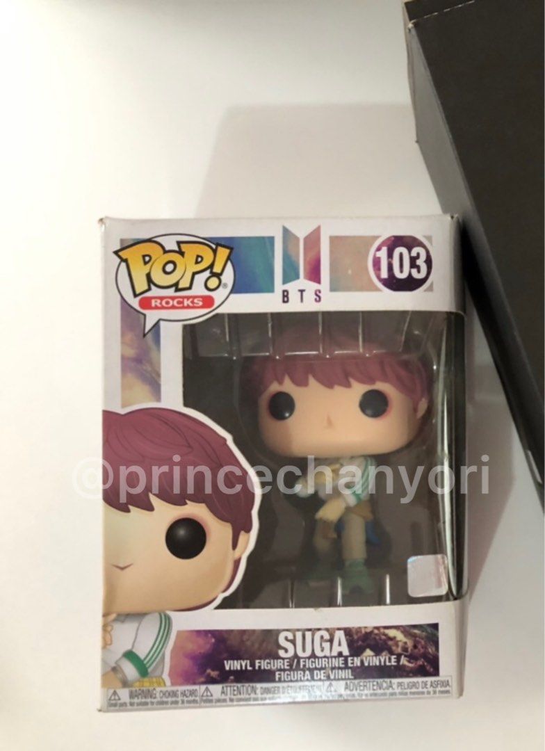 BTS Funko Pop SUGA (Category: Designer & Blind Box Toys) located in Manila. Submitted by princechanyori (Listing ID 1459804386, Image 1). Description: BTS Funko Pop SUGA - MIB - wysiwyg - x sensi (may minor dirt yung box) .