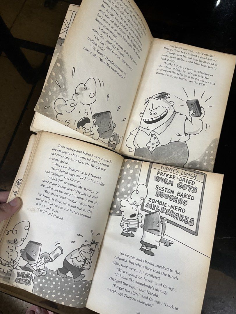 Captain Underpants Books 1 & 3 by Dav Pilkey (Category: Children's Books) located in Manila. Submitted by kim.declutterss (Listing ID 1459765322, Image 3). Description: - Sold as a Set of 2 Captain Underpants books: Book 1 (The Adventures of Captain Underpants) & Book 3 (The Wraith of the Weird Wompers) - Issue: Covers have some signs of wear, yellowed pages, and few pages unattached - Genre: Humorous, illustrated chapter books - Features: Exciti