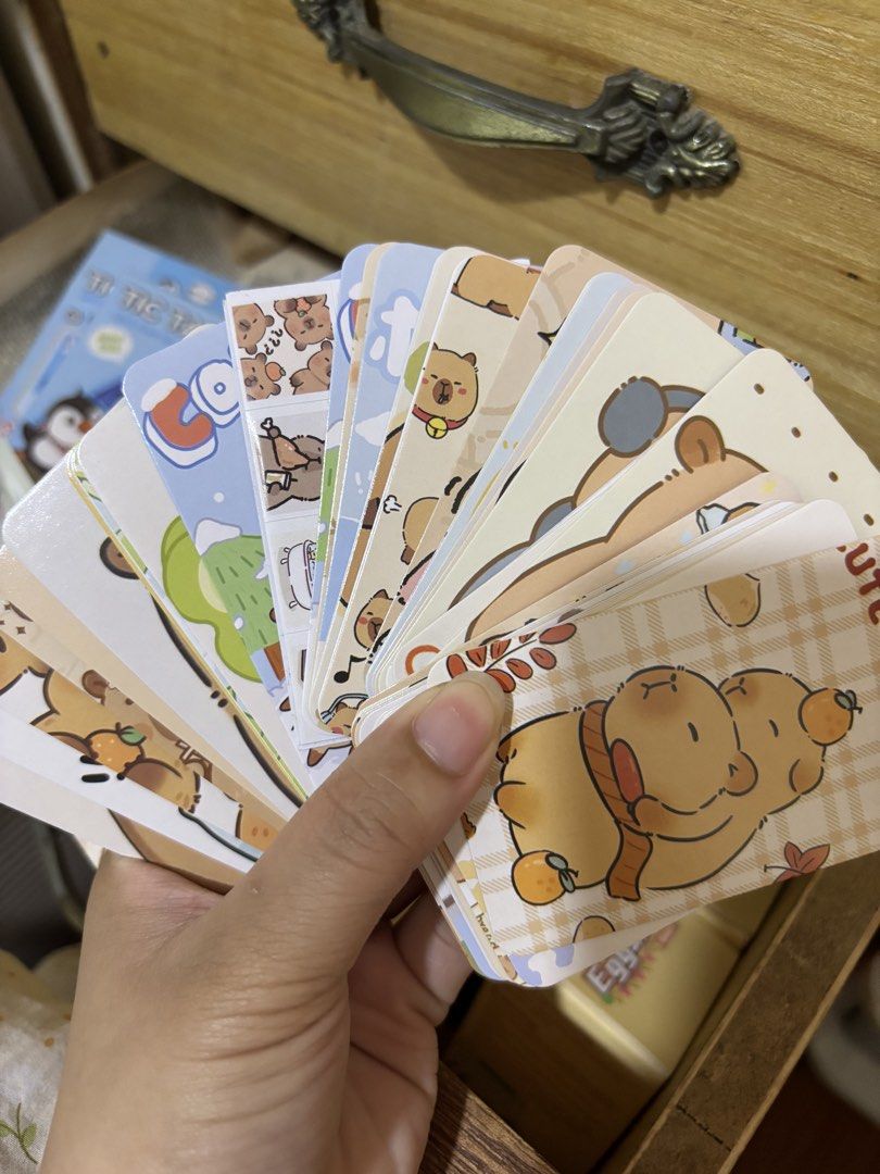 Capybara Lomo Cards with Stickers 92pcs (Category: Raw Singles) located in Manila. Submitted by meliorashop22 (Listing ID 1459704164, Image 3). Description: 92 pcs. with 1 sticker great for gifting! 2 on hand!.