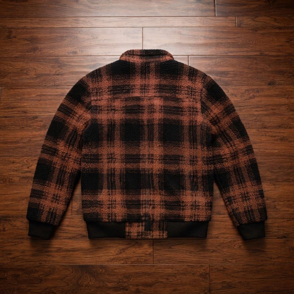 Carhartt Plaid Sherpa Lined Bomber Jacket (Category: Coats, Jackets and Outerwear) located in Manila. Submitted by cosmicowl.b5171e (Listing ID 1459822248, Image 3). Description: - Super warm Carhartt jacket - Fuzzy sherpa lining for extra coziness - Classic plaid pattern - Full zip-up front - Two side pockets - One chest zip pocket - Ribbed cuffs and hem for a snug fit - Ideal for cooler weather and everyday wear.
