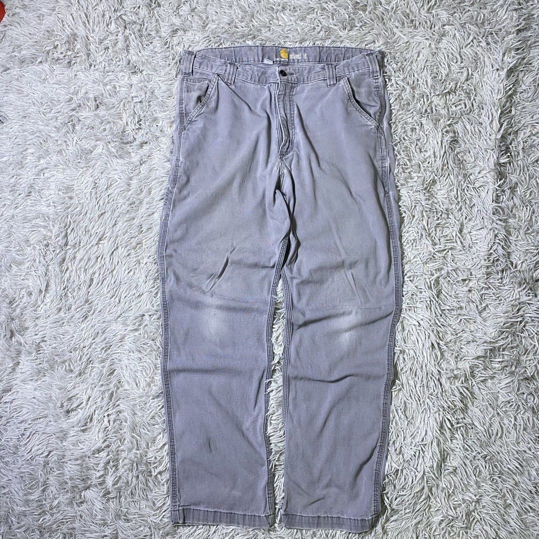 Carhartt Relaxed Fit Cargo Pants Grey (Category: Jeans) located in Manila. Submitted by 14hunn1d_ (Listing ID 1459768263, Image 3). Description: C@rhartt Relaxed Fit Pants Waist: 36 Length: 42.5 Thigh: 12.5 Leg opening: 9 Issue: Ripped parts, Distress Price: 600.