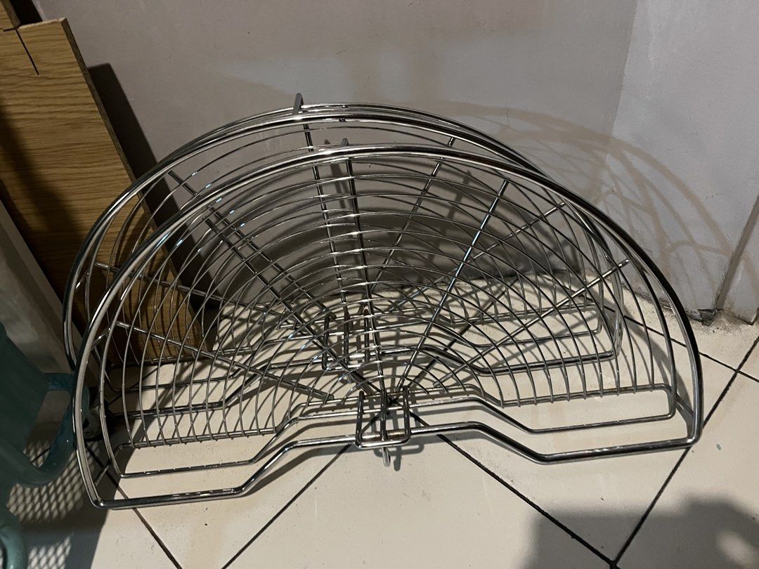Carousel for inside kitchen cabinets (Category: Bathroom & Kitchen Fixtures) located in Taguig. Submitted by anina.anina (Listing ID 1459802834, Image 1). Description: We have a pair of steel carousels dismantled from our previous kitchen cabinets. Both still in good condition. You can use it inside your corner kitchen cabinet to make items more accessible. Selling for P500 each. Serious buyers may message me..
