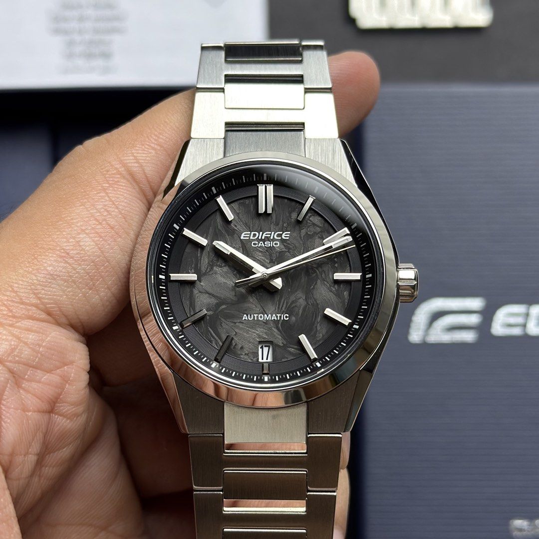 Casio Edifice Automatic Forged Carbon Black Dial EFK-100CD-1ADR (Category: Men's Watches) located in Manila. Submitted by geraaardtorres (Listing ID 1459883491, Image 1). Description: Pre-Owned Casio Edifice Automatic Forged Carbon Black Dial - Men’s Watch EFK-100CD-1ADR Condition: 9.5/10 - Like New (May 2026 acquired) Specifications: ‣ Automatic Movement with Manual Winding ‣ Approx. 40-Hour Power Reserve ‣ 24 Jewels ‣ 21,600 vph / 3Hz ‣ Hacking