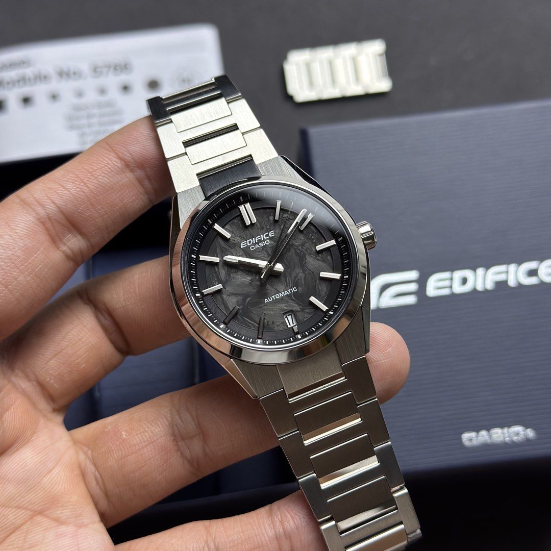 Casio Edifice Automatic Forged Carbon Black Dial EFK-100CD-1ADR (Category: Men's Watches) located in Manila. Submitted by geraaardtorres (Listing ID 1459883491, Image 2). Description: Pre-Owned Casio Edifice Automatic Forged Carbon Black Dial - Men’s Watch EFK-100CD-1ADR Condition: 9.5/10 - Like New (May 2026 acquired) Specifications: ‣ Automatic Movement with Manual Winding ‣ Approx. 40-Hour Power Reserve ‣ 24 Jewels ‣ 21,600 vph / 3Hz ‣ Hacking