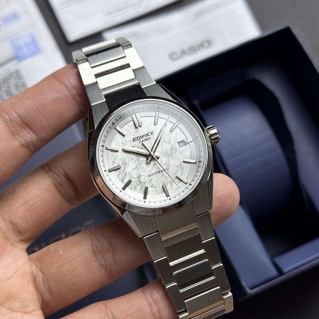 Casio Edifice Automatic White Textured Dial EFK-110D-7ADR (Category: Men's Watches) located in Manila. Submitted by geraaardtorres (Listing ID 1459883647, Image 3). Description: Pre-Owned Casio Edifice Automatic White Textured Dial - Men’s Watch EFK-110D-7ADR Condition: 9.5/10 - Like New (May 2026 acquired) Specifications: ‣ Made-in-Japan Automatic Movement with Manual Winding ‣ Approx. 42-Hour Power Reserve ‣ 21 Jewels ‣ 21,600 vph / 3Hz ‣ Hacki