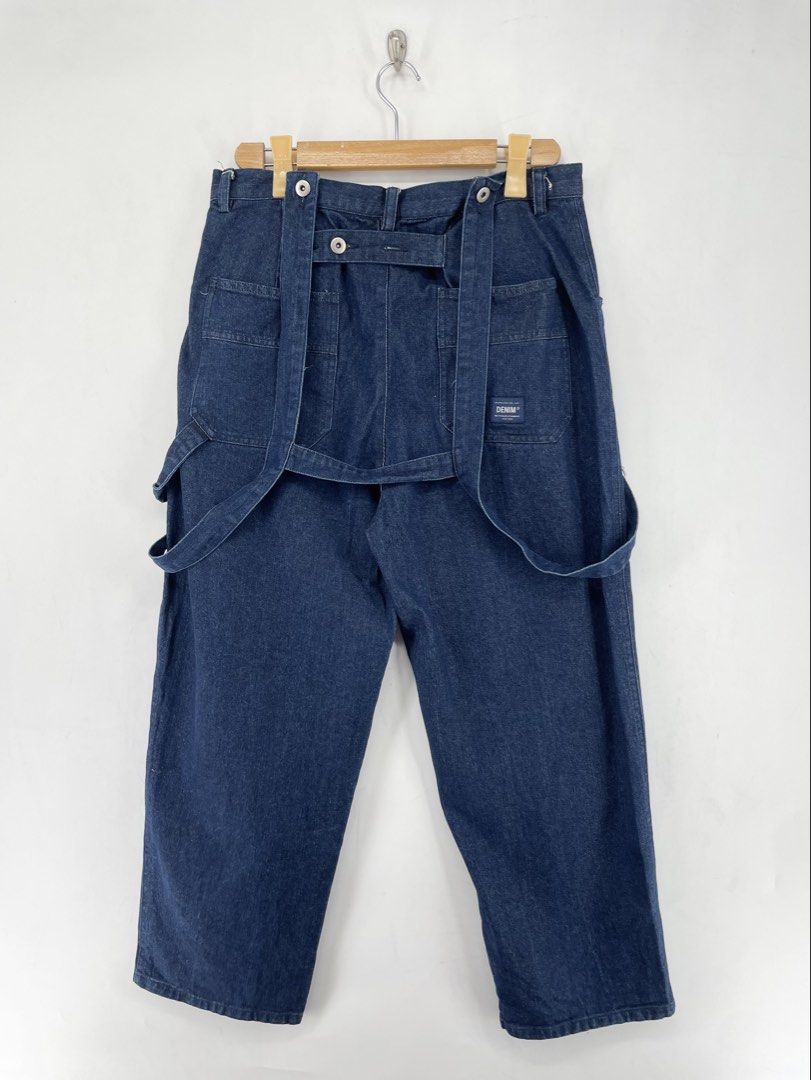 Catalog Double Knee Denim Jumper (removable straps) (Category: Jeans) located in Mandaluyong City. Submitted by armrhts (Listing ID 1459847579, Image 2). Description: Size: Medium Dimensions(inches) •Waist/Width: 34" •Hip: 22" •Front Rise: 12" •Thigh: 12" •Inseam: 25" •Outseam/Length : 38" •Leg Opening: 8.5" .