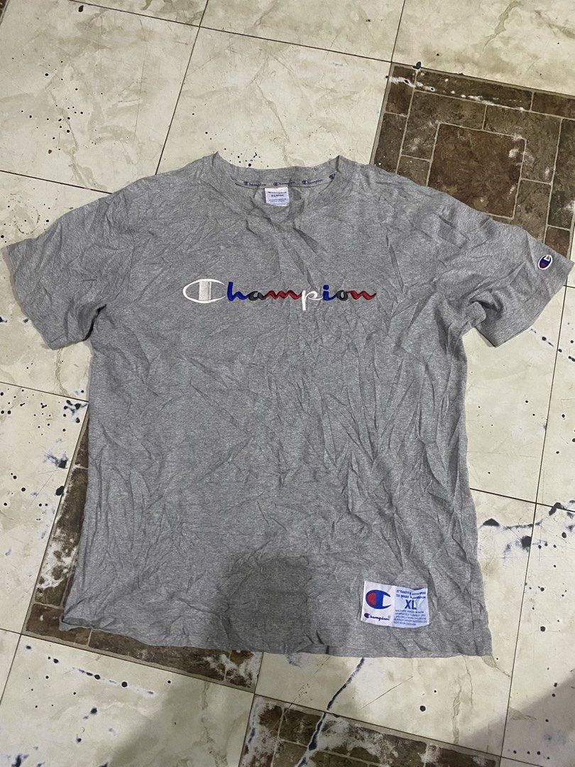 Champion multi-colored script logo (Category: Tshirts & Polo Shirts ) located in Tagoloan. Submitted by puretiger-389e (Listing ID 1459790969, Image 2). Description: Champ multi-colored script logo Excellent to as new condition Size XL 22x28 dimensions No issue .