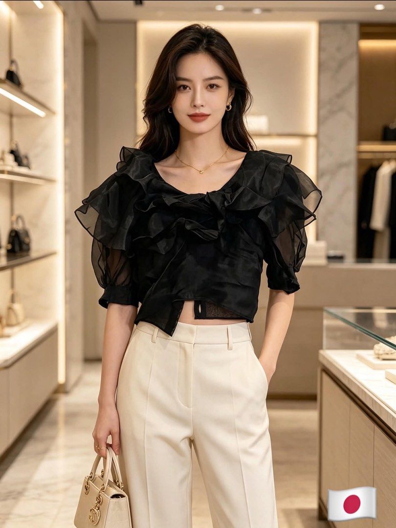 Chanel Black Ruffled Top (Category: Shirts) located in Bacolod City. Submitted by moboandmoga (Listing ID 1459790896, Image 1). Description: Chanel Black Ruffled Top Size: Small to Medium frame Excellent Condition!.