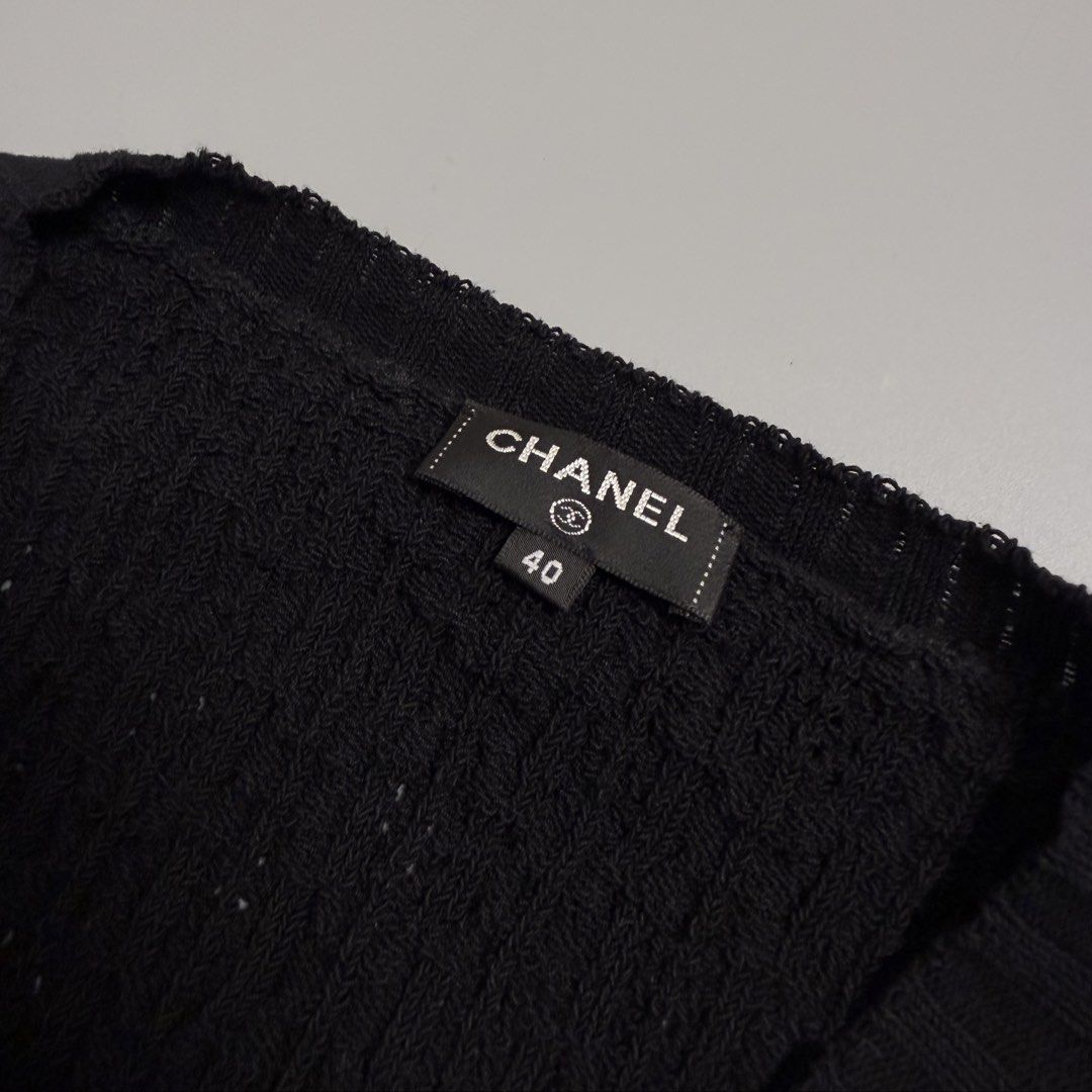 Chanel Coco Button knit cardigan (Category: Coats, Jackets and Outerwear) located in Cebu City. Submitted by inukaybyjlf (Listing ID 1459716035, Image 3). Description: Condition: Good as new Issue: No flaws Dimension: 16.5x18 Best fit: m-L Please refer to photos for actual condition..