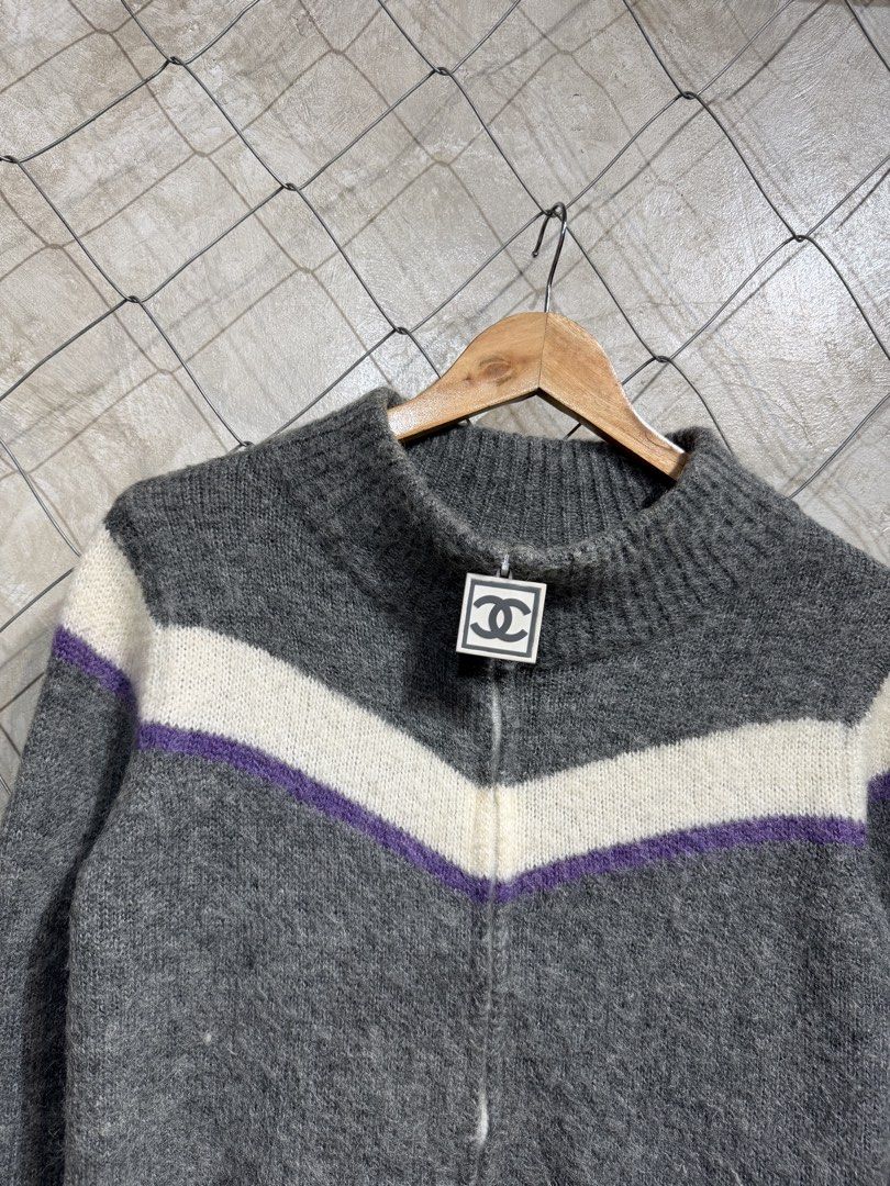 Chanel Fuzzy Wool Zipped Sweater. (Category: Coats, Jackets and Outerwear) located in Manila. Submitted by ardobe.mnl (Listing ID 1459840218, Image 2). Description: Chanel Fuzzy Wool Zipped Sweater. Size: Medium - Women’s Dimes: 18x20.5 Condition: Excellent Flaw: None! Dm for inquiries! 🛒📥.