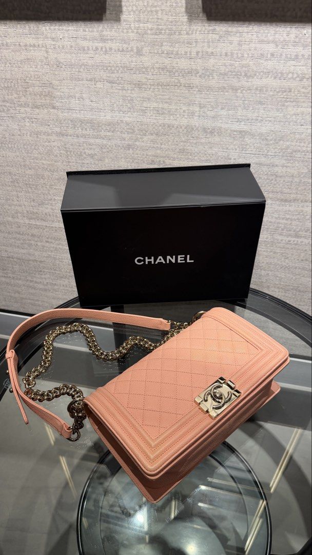 Chanel Le Boy Medium Caviar (Category: Luxury Bags & Wallets) located in Makati City. Submitted by theladyluxxe (Listing ID 1459714024, Image 1). Description: Authentic Chanel Le Boy GHW Old Medium Caviar leather Excellent Condition Series 29 Hologram Intact Comes w/ dust bag & Legit Grails certificate of authenticity .