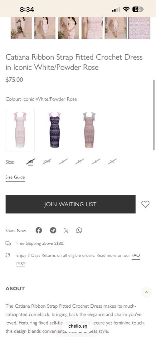 Chello (Category: Dresses) located in Singapore. Submitted by sheepymee (Listing ID 1459819340, Image 5). Description: Size S.