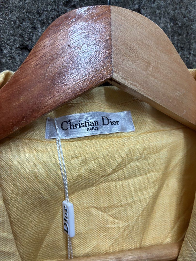 Christian Dior Yellow Beaded Blazer (Category: Luxury Apparel) located in Manila. Submitted by assortedgoodsv3 (Listing ID 1459719623, Image 3). Description: - Christian Dior blazer in a vibrant yellow. - Features stunning beadwork embellishments on the lapels and pockets. - Classic single-button closure. - A true statement piece, ideal for elevating any outfit. - Versatile for both formal and casual styling. - Comes with original tags attached..