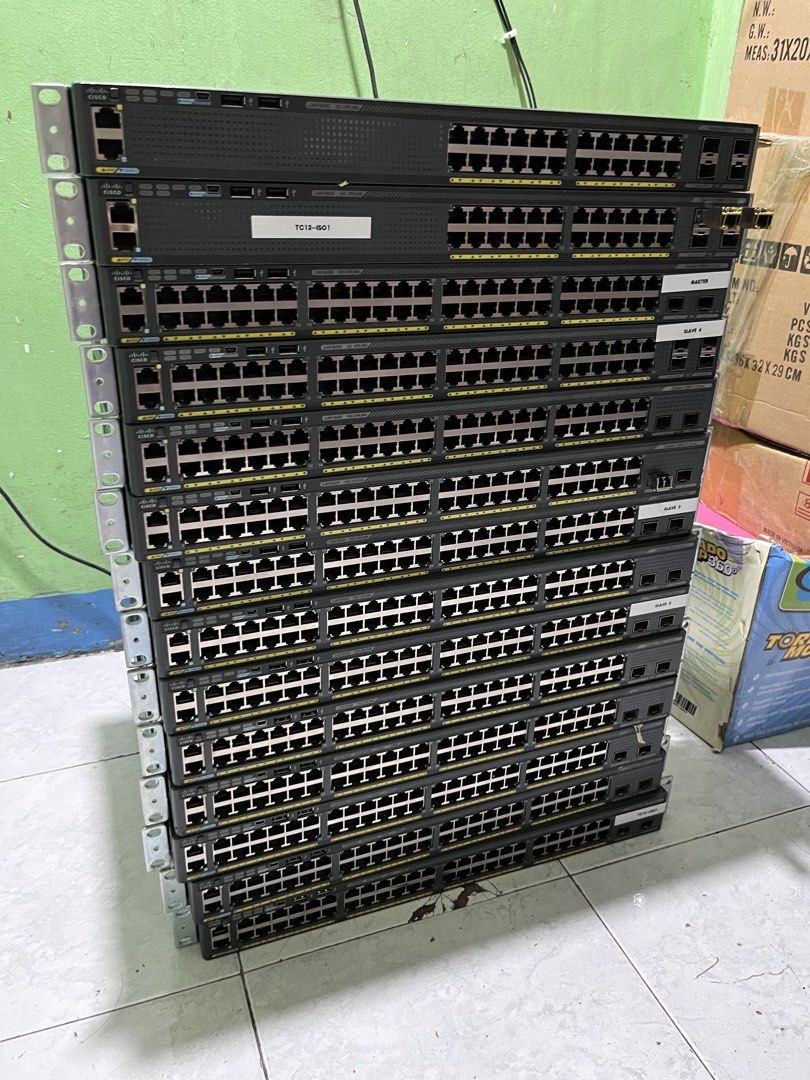 Cisco 2960x - 14 units with poe (Category: Office & Business Technology) located in Makati City. Submitted by myapplegates (Listing ID 1459851289, Image 2). Description: Cisco 2960x - 48 ports (8 units) - 48 ports (4 units - PoE) - 24 ports (2 units) Total 14 units 2k each or Take all for 25.5k .
