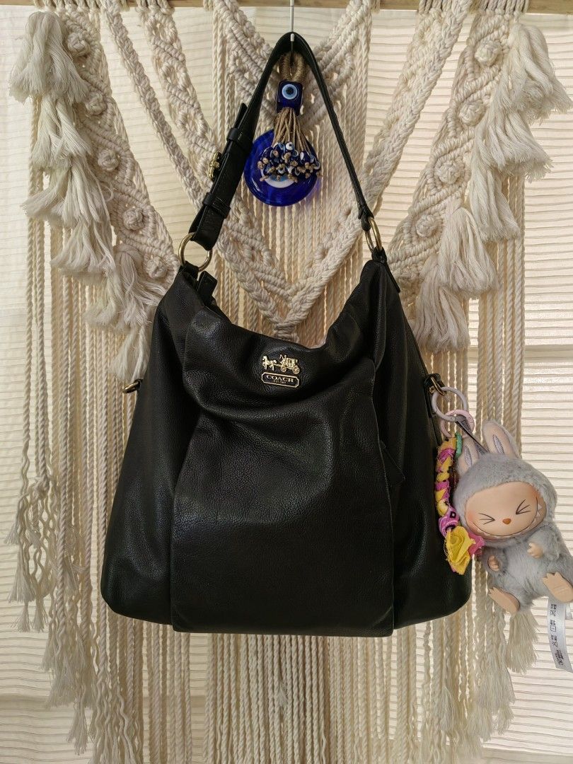Coach Black Leather Hobo Shoulder Bag (Category: Luxury Bags & Wallets) located in Davao. Submitted by gelleevanelli (Listing ID 1459724383, Image 2). Description: *Coach Phoebe 21762 in Black - Large Hobo Shoulder Bag.* *1. Model & Identification:* - *Model:* Coach Madison Phoebe No. 21762 / F21762 - *Creed Patch:* Inside patch reads "THIS IS A COACH BAG..." and serial *No. A1330-21762* - this confirms it's an authentic Madison Phoebe collection