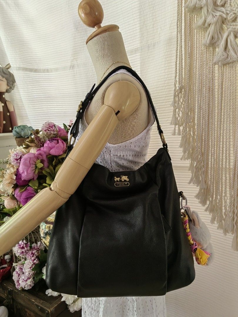 Coach Black Leather Hobo Shoulder Bag (Category: Luxury Bags & Wallets) located in Davao. Submitted by gelleevanelli (Listing ID 1459724383, Image 1). Description: *Coach Phoebe 21762 in Black - Large Hobo Shoulder Bag.* *1. Model & Identification:* - *Model:* Coach Madison Phoebe No. 21762 / F21762 - *Creed Patch:* Inside patch reads "THIS IS A COACH BAG..." and serial *No. A1330-21762* - this confirms it's an authentic Madison Phoebe collection