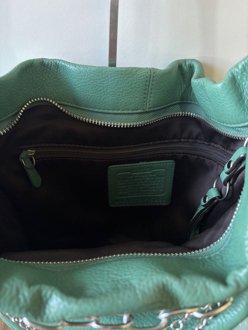 [CLEARANCE SALE] Coach Teal Green Pebbled Leather Carly (Category: Luxury Bags & Wallets) located in Manila. Submitted by vintage.maem (Listing ID 1459761758, Image 3). Description: CCH Teal Green Pebbled Leather Carly Code: F15251 *𝘤𝘩𝘢𝘳𝘮 𝘯𝘰𝘵 𝘪𝘯𝘤𝘭𝘶𝘥𝘦𝘥* Condition: 9/10 Rank A Mine: ₱4999 ⚠️ Signs of wear, missing hangtag.