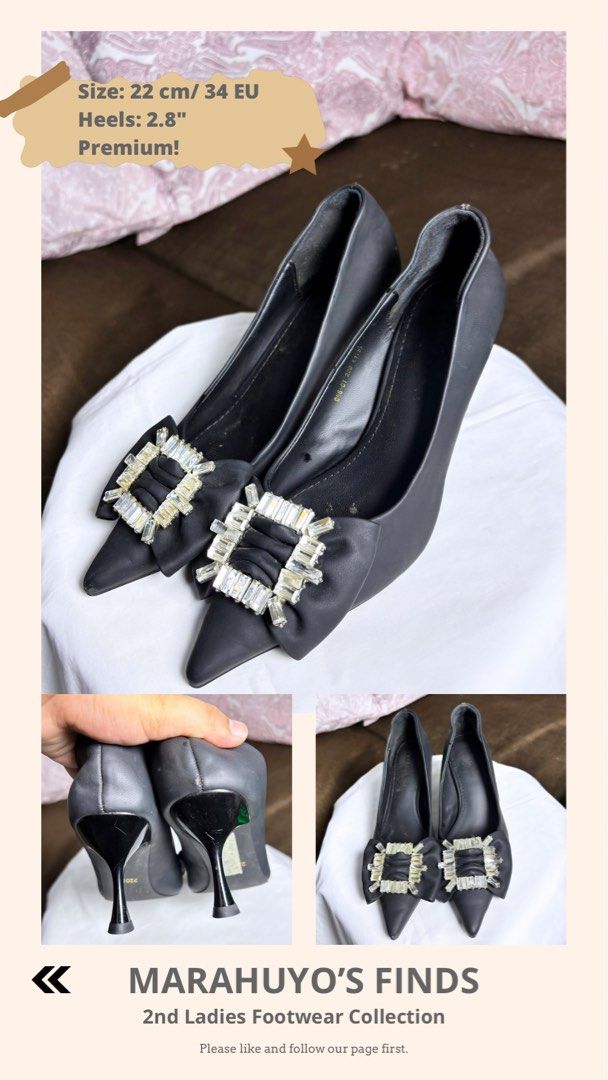 Cream & Tan Bow Heels - Size 22cm/34 EU (Category: Heels) located in Mabalacat. Submitted by marahuyos.finds (Listing ID 1459707484, Image 2). Description: FOR TAKE ALL (SIZE 34): ₱1000 (₱250 Each) Cream and tan heels with a cute bow detail. Block heel measures 1.8 inches. Premium quality. Great for dressing up or down. Comfortable and stylish. Perfect for any occasion..