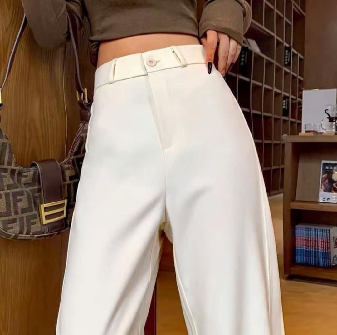 Cream Wide Leg Trousers (Category: Other Bottoms) located in Manila. Submitted by notsobella_ (Listing ID 1459864216, Image 1). Description: CONDITION: Good as New (fitted only, never worn out) SIZE: SMALL (25-26) .