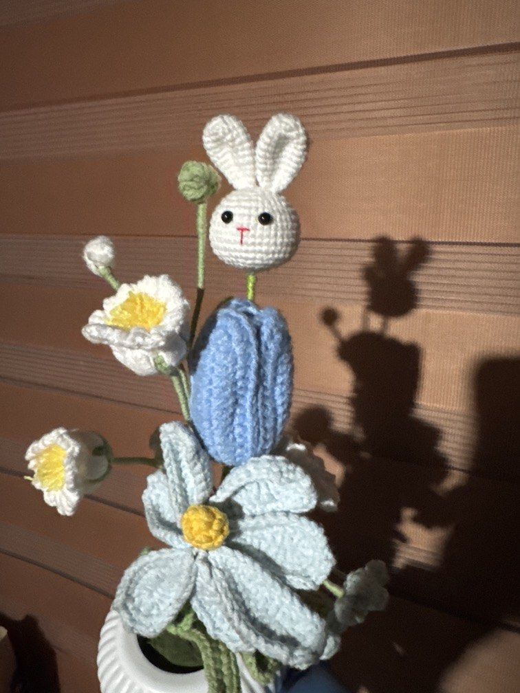 Crochet Blue Flower Bouquet (Category: Artificial Plants & Flowers) located in Quezon City. Submitted by silverls7 (Listing ID 1459833284, Image 2). Description: Blue Crochet Flower in a Vase ❤️.