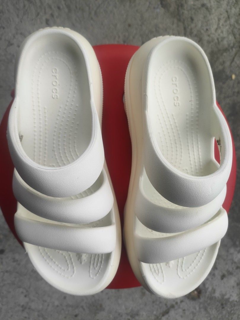 Crocs Mega Crush Triple Strap Sandal (Chalk White) - Size US W8 (Category: Sandals) located in Capas. Submitted by neggy1918 (Listing ID 1459899097, Image 2). Description: ₱1,500 (Original Price: ₱4,995) DESCRIPTION Selling my authentic Crocs Mega Crush Triple Strap Sandal in Chalk White! Worn twice only—essentially in like-new condition with clean footbeds and sturdy treads. High platform style that adds height without sacrificing comfort. Brand