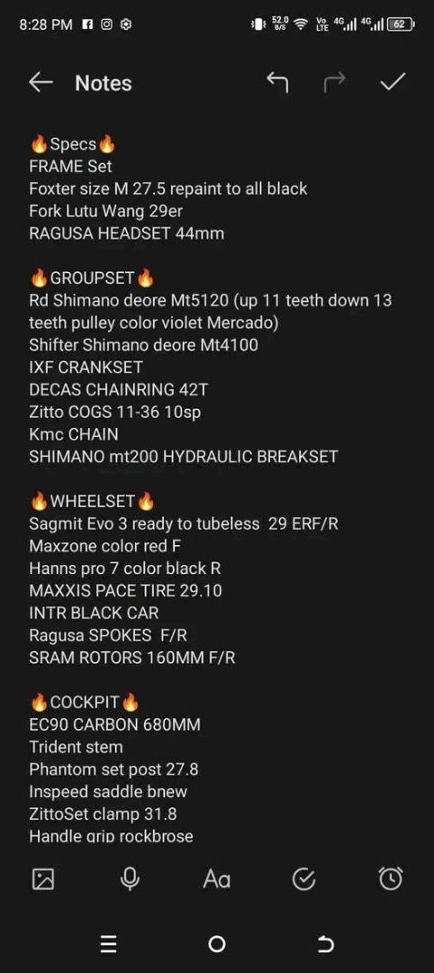 Custom Build Hardtail Mountain Bike - Fox Fork, Deore Groupset (Category: Bicycles) located in Caloocan City. Submitted by red.mmtz (Listing ID 1459704758, Image 3). Description: .