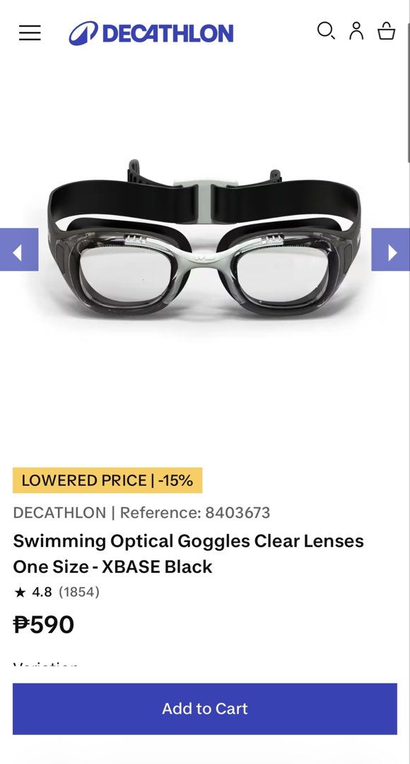 Decathlon Graded Swimming Goggles (-6.0) (Category: Water Sports) located in Marikina City. Submitted by rheigee (Listing ID 1459799073, Image 2). Description: - Decathlon Nabaiji optical swimming goggles (-6.0) - Clear lens, -6.0 - Bought and used in 2022 and only stored since then. Please manage expectations - Selling because owner’s eye grade has changed - Adjustable strap for a secure and comfortable fit - Ideal for recreational water activit
