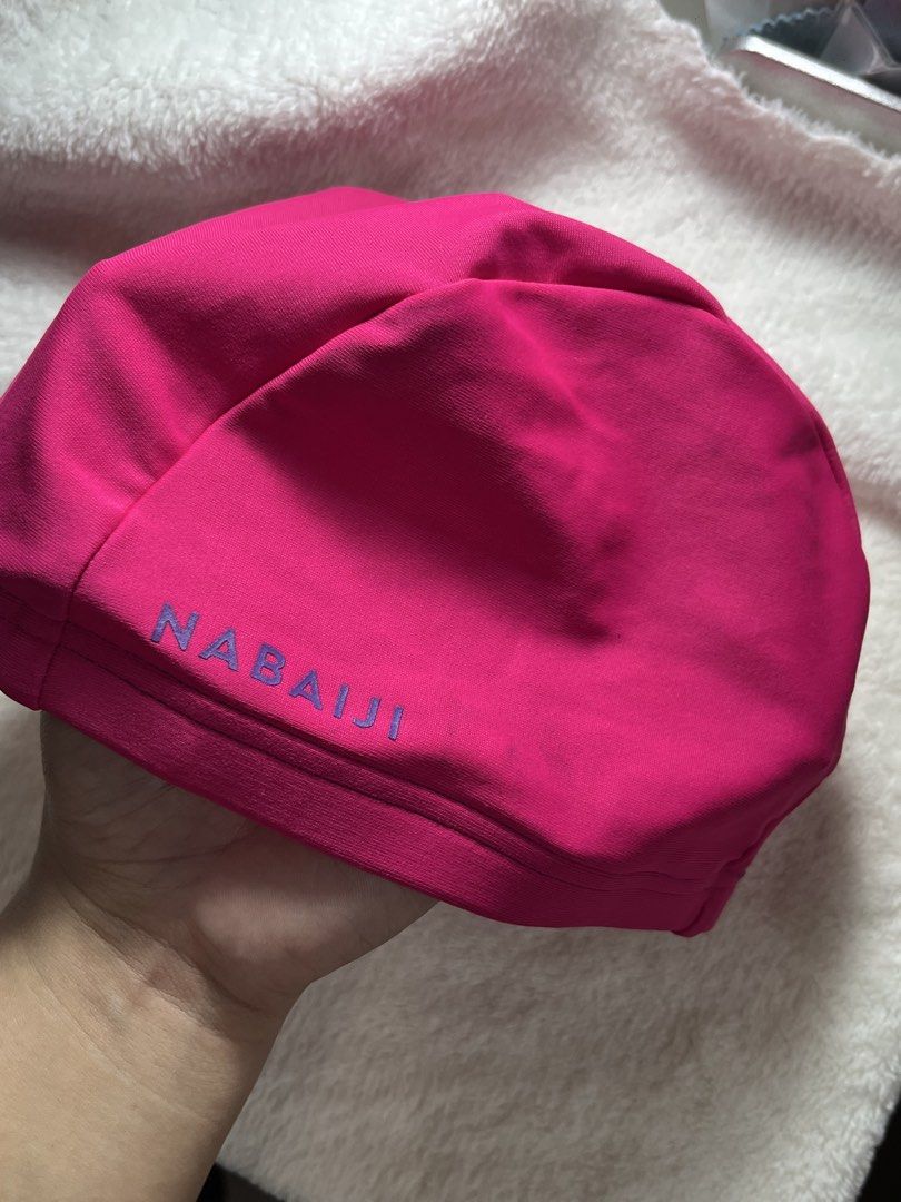 Decathlon Junior Swim Cap - Pink (Category: Water Sports) located in Marikina City. Submitted by rheigee (Listing ID 1459801430, Image 2). Description: - Pink Nabaiji fabric swim cap from Decathlon - Designed for juniors (kids or teens) but can fit an adult with small head - Never used, just a spare one - Selling to declutter.