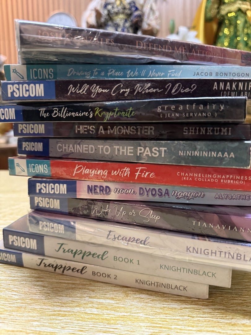 DECLUTTERING WATTPAD BOOKS (Category: Storybooks) located in Manila. Submitted by mikaaaa03 (Listing ID 1459698227, Image 1). Description: 80-100 EACH!!! PM FOR MORE DETAILS - COVERED W/PLASTIC COVER - FOXING - w/ NAME STAMP and date MOD: JNT DIRECT, LALAMOVE, OR YOU CAN BOOK YOUR OWN COURIER MOP: GCASH/MAYA.