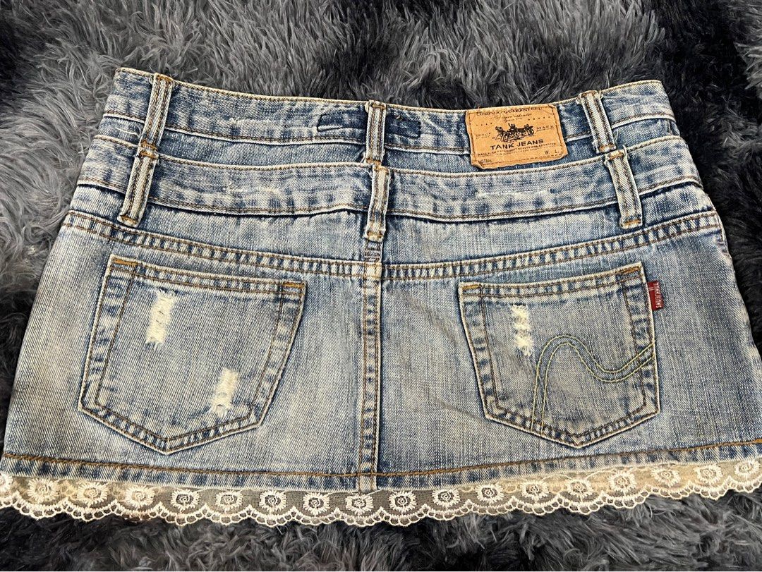 Denim mini skirt (Category: Skirts) located in Davao. Submitted by rainrainmeow (Listing ID 1459792257, Image 2). Description: Only used once! No issues/No damages No Cancellation No return/refund mop: cash, gcash or bank transfer ❗️Pm if interested 📍dvo.