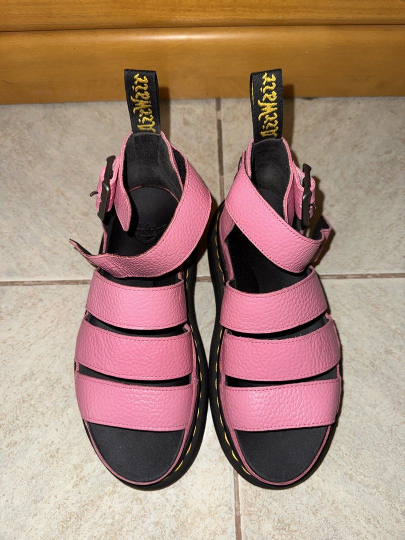 Dr. Martens Pink Leather Platform Sandals (Category: Flats & Sandals) located in General Santos City (Dadiangas). Submitted by pina_cxladah (Listing ID 1459719057, Image 3). Description: - NEGOTIABLE - ORIGINAL Pink Dr. Martens sandals - bought from US - used once - signature yellow welt stitching - adjustable buckle straps for a custom fit - durable textured leather - ideal for stylish summer outfits.
