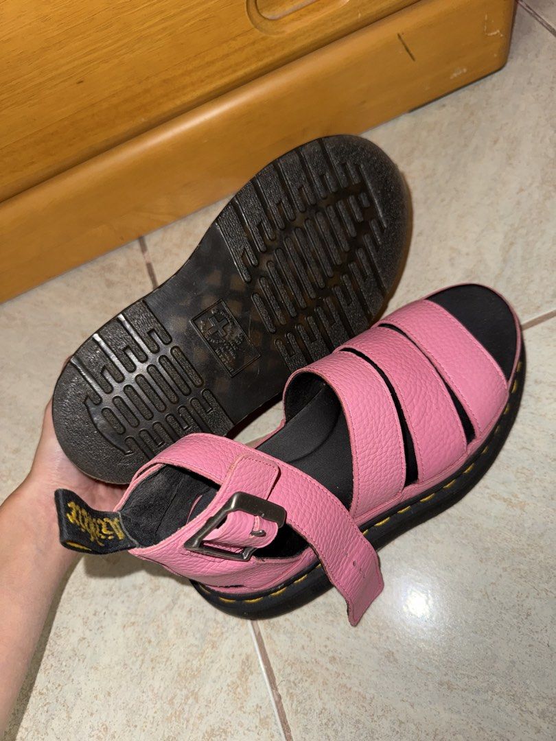 Dr. Martens Pink Leather Platform Sandals (Category: Flats & Sandals) located in General Santos City (Dadiangas). Submitted by pina_cxladah (Listing ID 1459719057, Image 2). Description: - NEGOTIABLE - ORIGINAL Pink Dr. Martens sandals - bought from US - used once - signature yellow welt stitching - adjustable buckle straps for a custom fit - durable textured leather - ideal for stylish summer outfits.