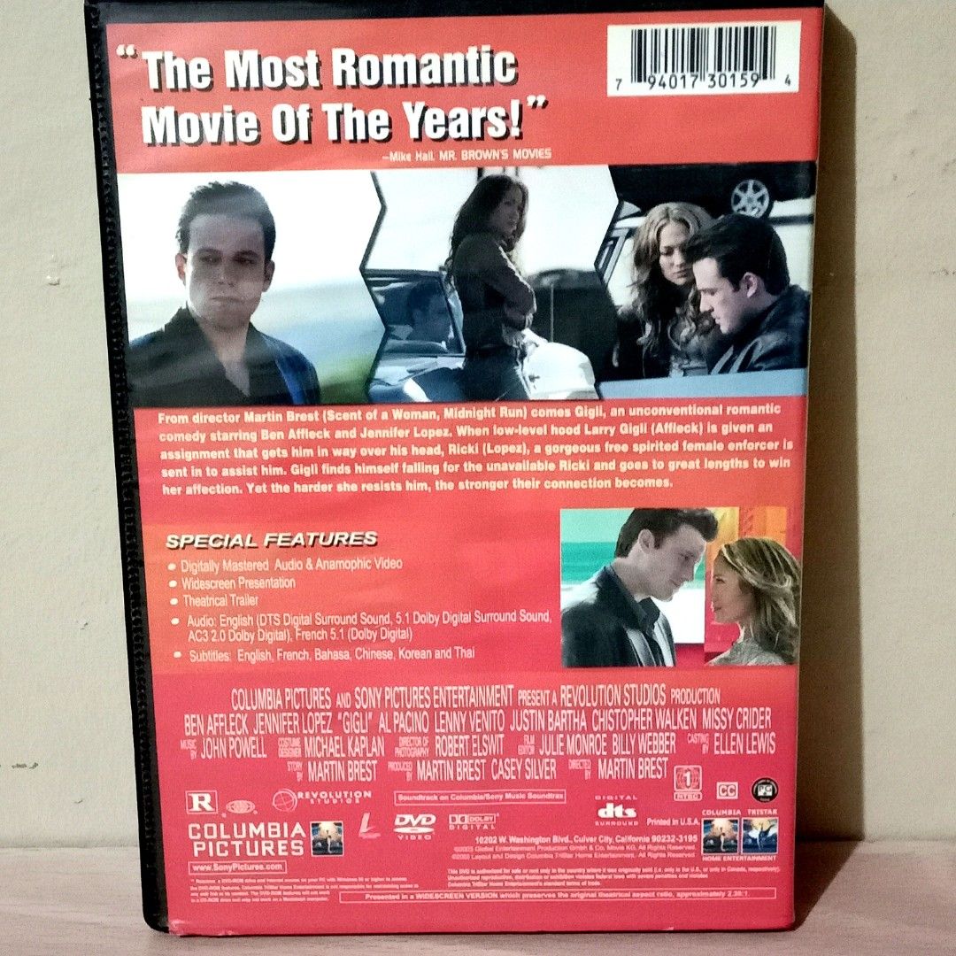 DVD Movie : "GIGLI" (Category: CDs & DVDs) located in Bulacan. Submitted by namethesizemkt2 (Listing ID 1459806606, Image 3). Description: .