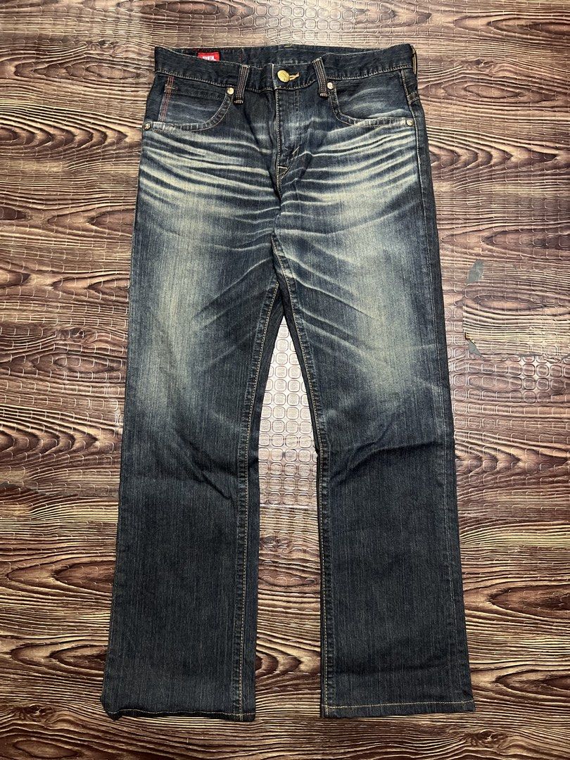 EDWIN BLUE TRIP Denim Jeans (Category: Jeans) located in Manila. Submitted by okeanos (Listing ID 1459758335, Image 1). Description: - Classic EDWIN BLUE TRIP jeans - Dark wash denim with faded, distressed look - Button fly closure - Sturdy construction with reinforced stitching - Great for everyday wear - Staple for any denim collection.