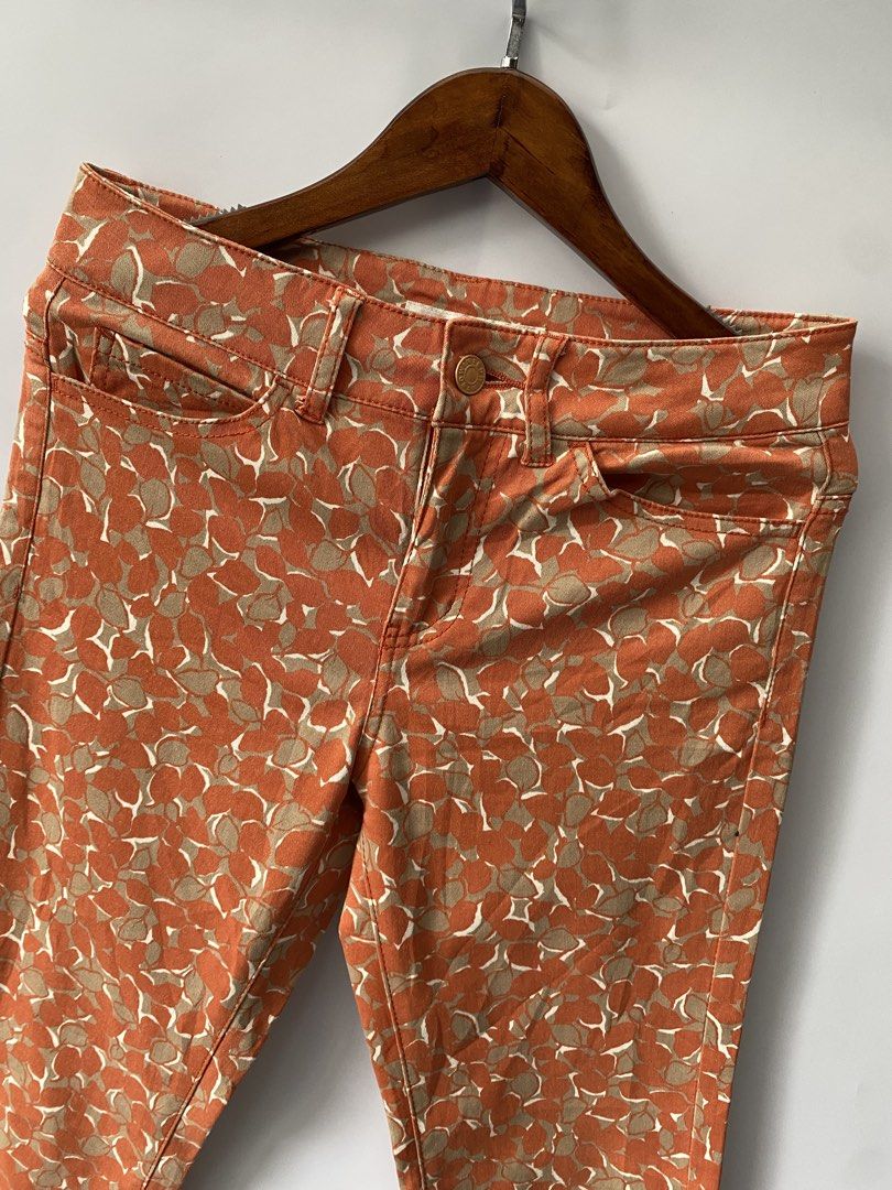 Edwin by fieldman (Category: Jeans) located in Makati City. Submitted by indaysukaycloset (Listing ID 1459836441, Image 2). Description: EDWIN by Fieldman 🍂 W: 28" (14" flat) L: 36" Size S on tag (58-64cm) Rust floral print - stretch Mine: 180 Waist 24-26" best fit.