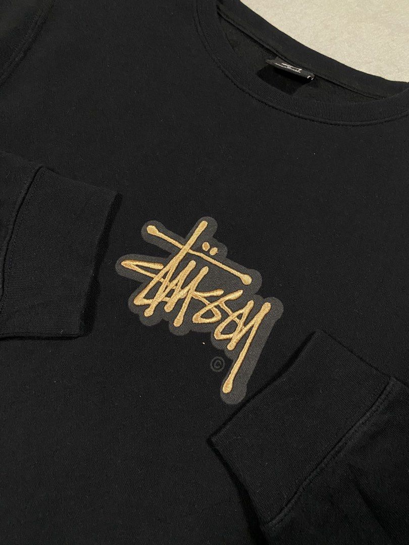 Embroidered Stussy logo Longsleeve (Category: Longsleeves) located in Dasmarinas. Submitted by ridgeridethrift (Listing ID 1459845312, Image 3). Description: Stussy Crewneck Embroidery logo with a shado print black Measurements: Width - 24 Length - 30 Sleeve - 29.5 Item Description : , pin hole 2000+ shipping fee Dm to purchase 📥.