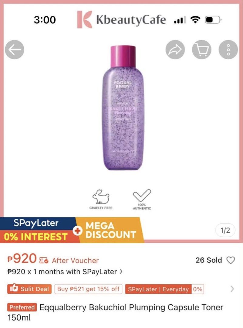 Eqqualberry Bakuchiol plumping capsule toner (Category: Face Care) located in Cavite. Submitted by bloom_by_hyacinth (Listing ID 1459896856, Image 2). Description: .