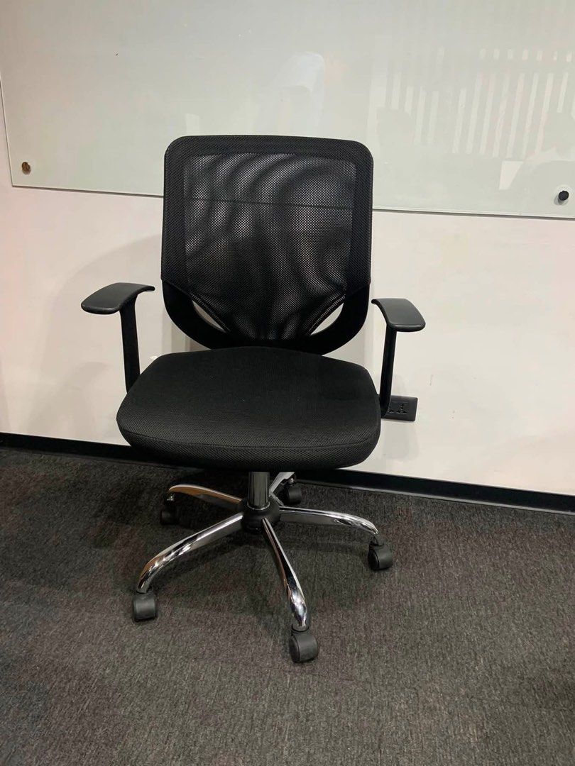 Ergonomic Mesh Office Chair with Adjustable Height | 4 units left (Category: Office Furniture & Fixtures) located in Pasig City. Submitted by cjdox (Listing ID 1459792072, Image 1). Description: ✨ Features: * Black breathable mesh seat & backrest * Adjustable height * Adjustable armrests * 5-star chrome base * Smooth-rolling casters * Ergonomic back support * Simple and professional design 📦 AVAILABLE: 10 UNITS 📌 Condition: Pre-owned / Good wor