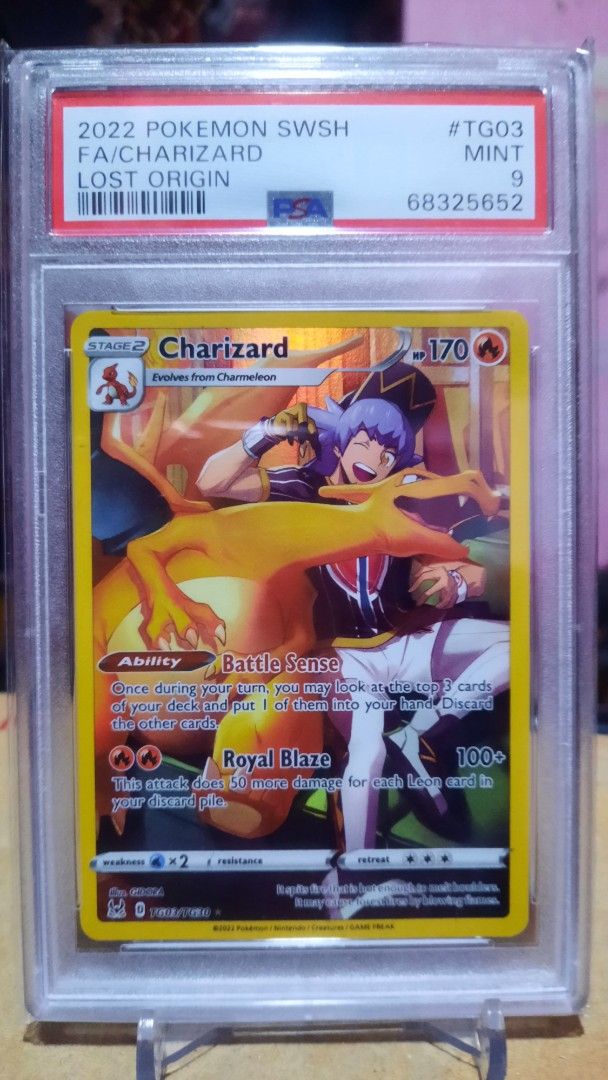 FA/Charizard (Lost Origin) (Category: Graded Singles) located in Tanza. Submitted by czar24 (Listing ID 1459849773, Image 1). Description: 2022 Pokemon SWSH FA/Charizard Lost Origin - Grading: PSA9 MINT Payment Method: GCash, Paymaya, GoTyme.