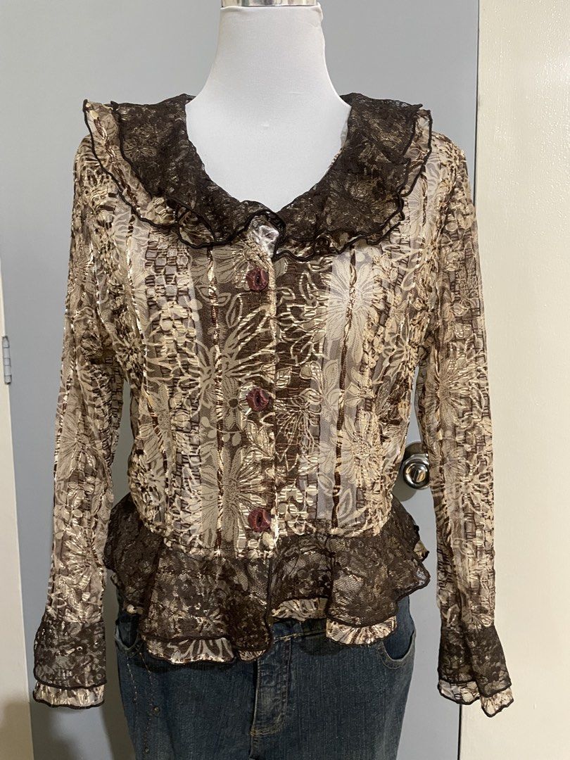 Fairy brown whimsy top (Category: Longsleeves) located in Abucay. Submitted by tap-thrift (Listing ID 1459813076, Image 1). Description: Whimsy brown long sleeves .