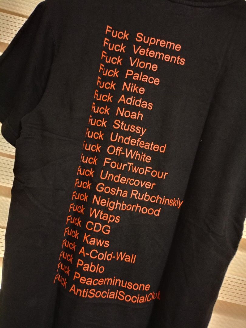 F*ck by Airway Shirt (Category: Tshirts & Polo Shirts ) located in Valenzuela. Submitted by One.Only.Nan (Listing ID 1459711239, Image 2). Description: M on tag Actual W20" L27" 9 color rate MOO GCASH MAYA AUB BPI VALENZUELA CITY LOC.