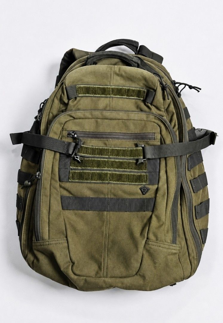 First Tactical Specialist backpack (Category: Backpacks) located in Alfonso. Submitted by jbcamet (Listing ID 1458452198, Image 1). Description: - Brand: First Tactical - Color: Green - Features: Multiple compartments, MOLLE webbing for customization - Comfort: Adjustable padded shoulder straps - Durability: Made with tough, durable material - Ideal for: Outdoor adventures, hiking, camping, or everyday carry.