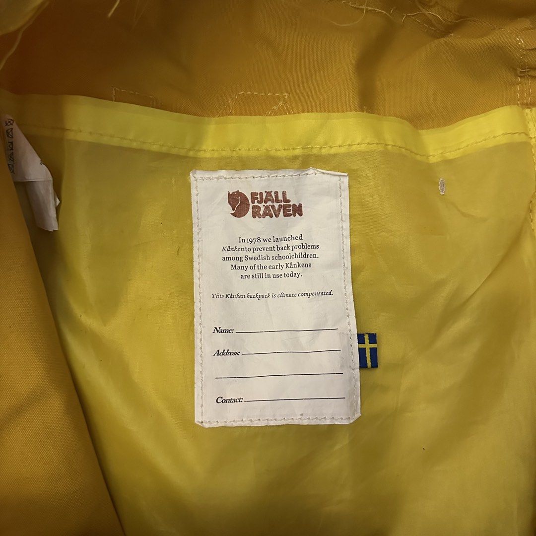 Fjallraven Kanken Backpack Yellow (Category: Backpacks) located in Manila. Submitted by wellprelovedthings (Listing ID 1459794627, Image 2). Description: Durable and water-resistant material Features a front zip pocket and spacious main compartment Easy to clean and maintain College bag Bought in Japan, year 2019.