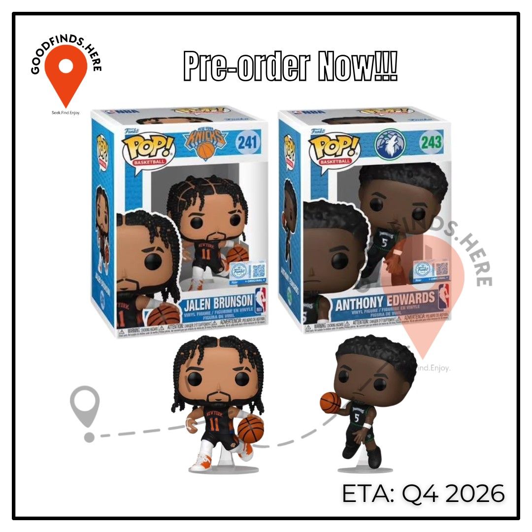Funko: NBA Exclusive Preorder (Category: Figurines & Statues) located in Pasig City. Submitted by goodfinds.here (Listing ID 1459694550, Image 1). Description: ❗Funko: NBA Exclusive Preorder❗ ▪️Jalen Brunson Lids Exclusive ▪️Anthony Edwards Lids Exclusive ₱1,400 each / DP: 700 ETA: Q4 2026 (subject for DELAY or to change without prior notice) ❗For Pre-order ONLY, No extra available❗ DOWNPAYMENT is required to RESERVE SLOT/S once order is confirme