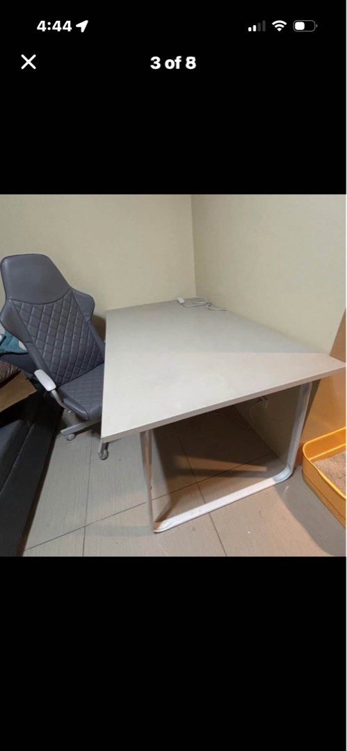 Gaming/study table and chair (Category: Office Furniture & Fixtures) located in Caloocan City. Submitted by abeer72 (Listing ID 1459720632, Image 3). Description: For sale: new but used ,IKEA table and chair, purchased in October . Reason for selling: Traveling abroad. 🥹 .