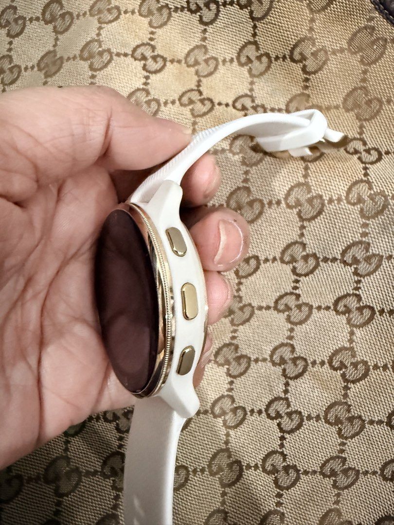 Garmin Venu 2 plus (Category: Women's Watches) located in Quezon City. Submitted by yourheaduhunter (Listing ID 1459771696, Image 2). Description: - Elegant Garmin smartwatch - Chic ivory strap and gold bezel - Clear display showing time, date, and battery percentage - Integrated heart rate sensor on the back - Convenient quick-release strap for easy changes - Ideal for monitoring your fitness activities - rfs: upgraded; condition: normal Wear an