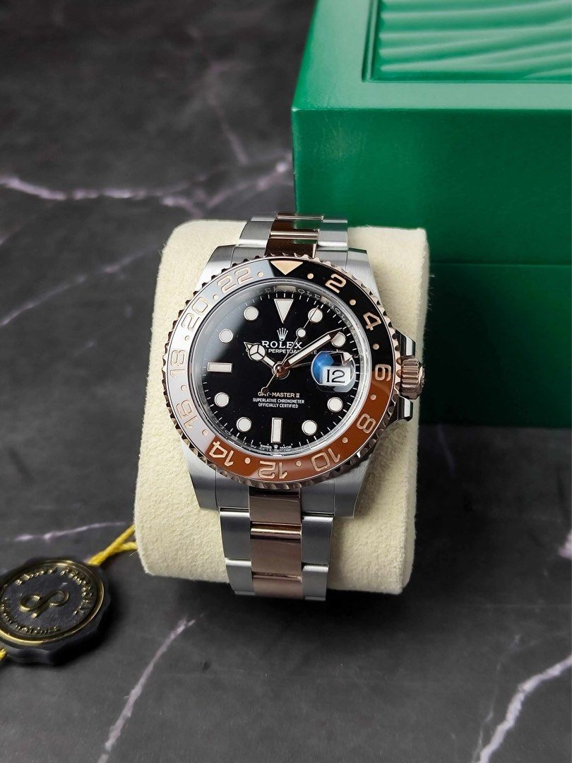 GMT Master II "Rootbeer" TT RG (Category: Men's Watches) located in Makati City. Submitted by swissperpetual (Listing ID 1459801916, Image 1). Description: Rolex Oyster Perpetual GMT-Master II “Rootbeer” Two Tone Rose Gold Oyster 126711CHNR 40mm 2025 Complete Set Condition: 9.5/10 (Excellent condition) Price: P1,248,000 Negotiable 🤝 7 Day Moneyback Guarantee 🧑‍🔧 1 Year SP Service Warranty 💱 Trades Offers and Pre-orders Accepted 💳 Credit Card
